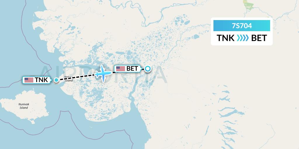 7S704 Ryan Air (USA) Flight Map: Tununak to Bethel