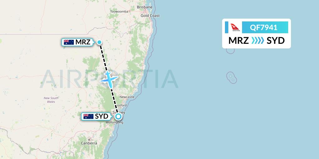 QF7941 Qantas Flight Map: Moree to Sydney