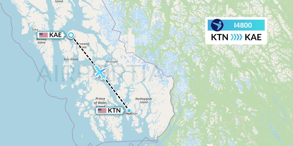 I4800 Island Air Express Flight Map: Ketchikan to Kake
