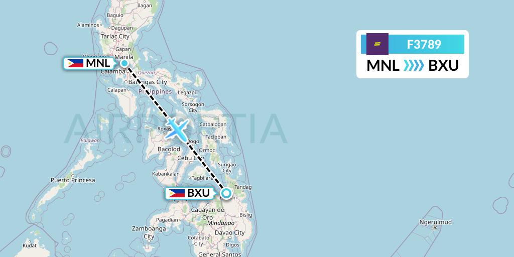 F3789 flydeal Flight Map: Manila to Butuan