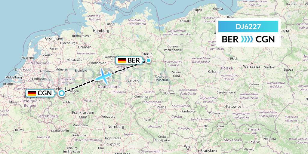 DJ6227 Air Djibouti Flight Map: Berlin to Cologne