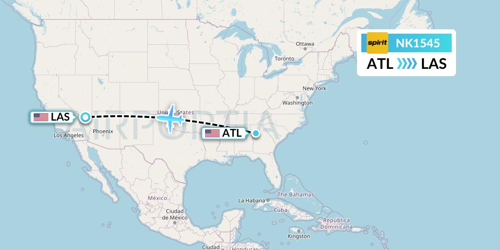 NK1545 Spirit Airlines Flight Map: Atlanta to Las Vegas