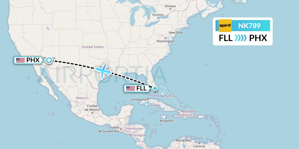 NK789 Spirit Airlines Flight Map: Fort Lauderdale to Phoenix