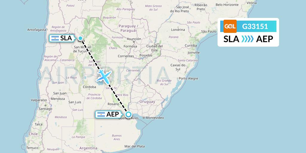 G33151 GOL Transportes Aeros Flight Map: Salta to Buenos Aires