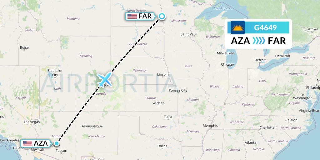 G4649 Allegiant Air Flight Map: Phoenix to Fargo