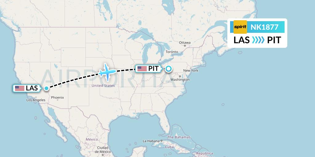 NK1877 Spirit Airlines Flight Map: Las Vegas to Pittsburgh