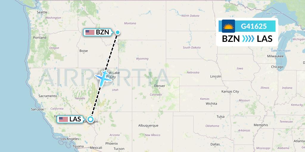 G41625 Allegiant Air Flight Map: Bozeman to Las Vegas