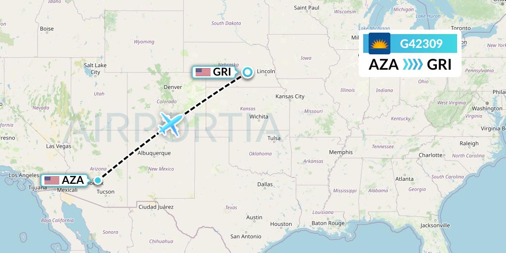 G42309 Allegiant Air Flight Map: Phoenix to Grand Island