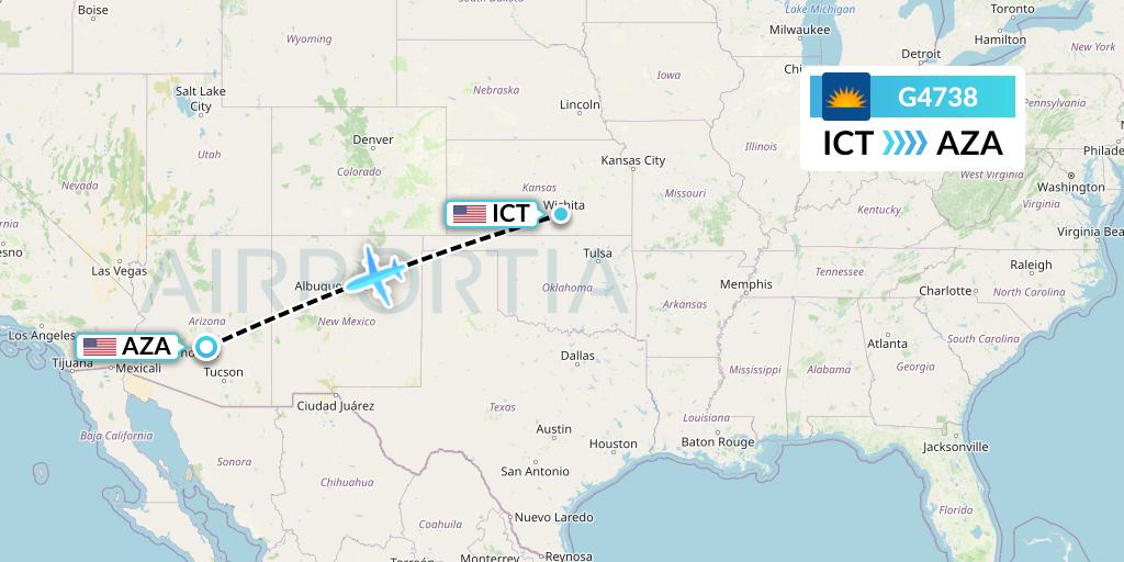 G4738 Allegiant Air Flight Map: Wichita to Phoenix