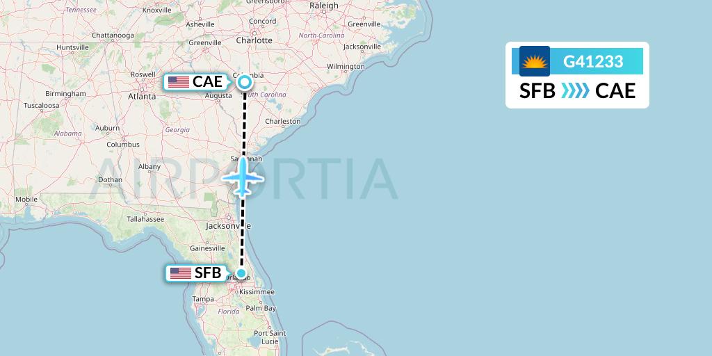 G41233 Allegiant Air Flight Map: Orlando to Columbia