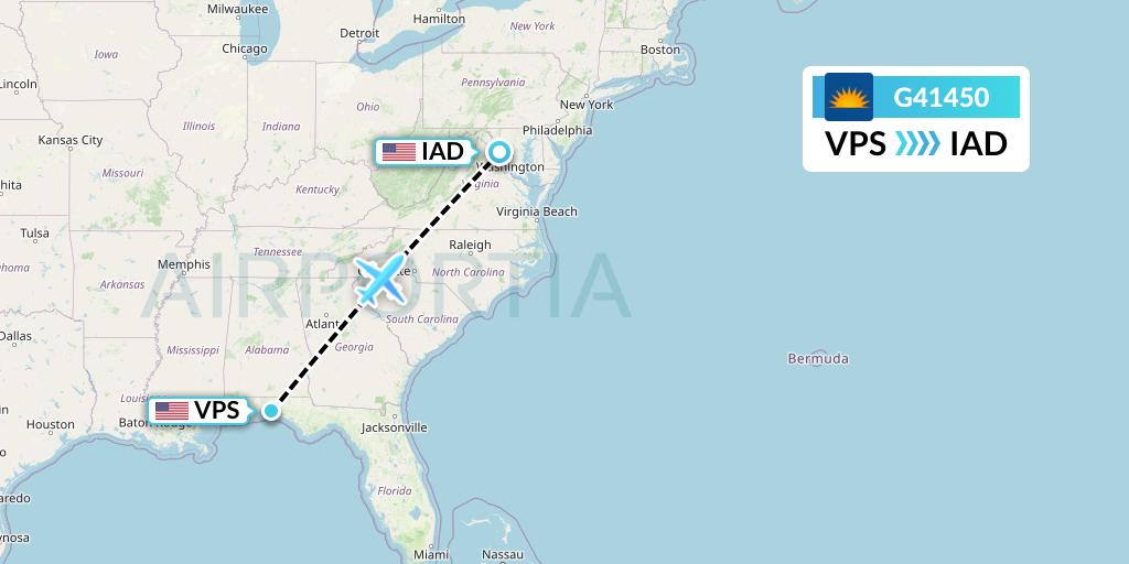 G41450 Allegiant Air Flight Map: Valparaiso to Washington