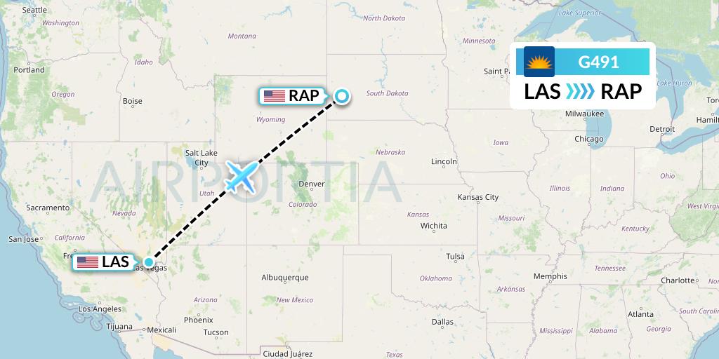 G491 Allegiant Air Flight Map: Las Vegas to Rapid City