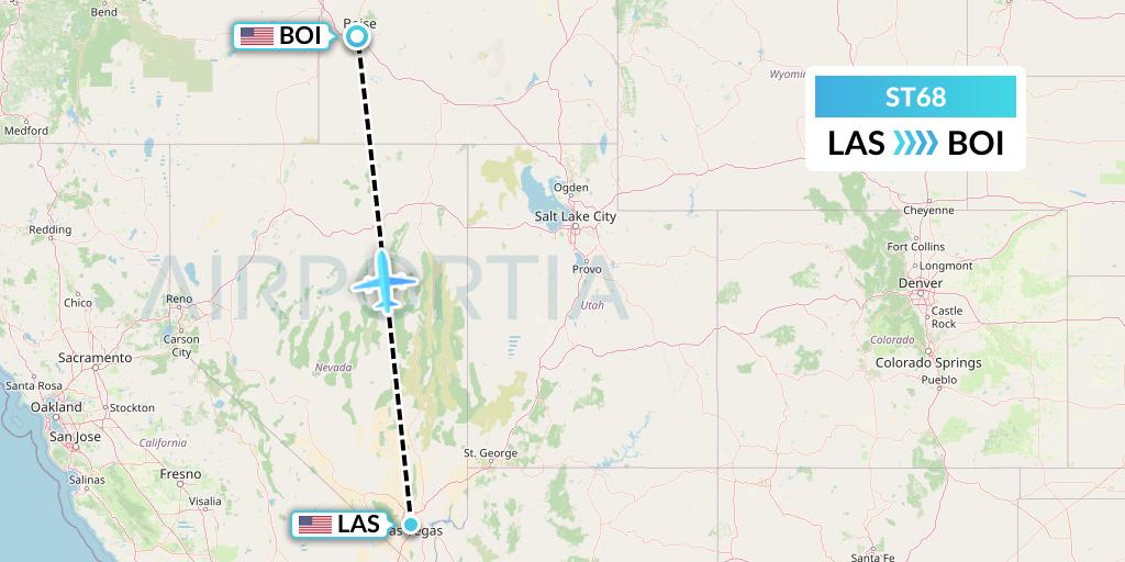 ST68 Air Thanlwin Flight Map: Las Vegas to Boise