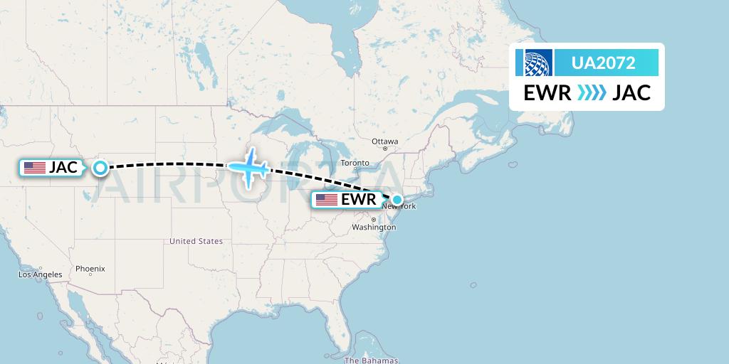 UA2072 United Airlines Flight Map: New York to Jackson