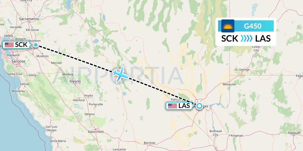 G450 Allegiant Air Flight Map: Stockton to Las Vegas
