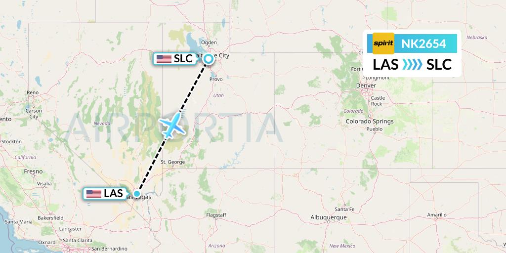 NK2654 Spirit Airlines Flight Map: Las Vegas to Salt Lake City