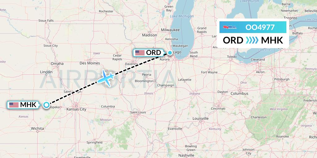 OO4977 SkyWest Airlines Flight Map: Chicago to Manhattan