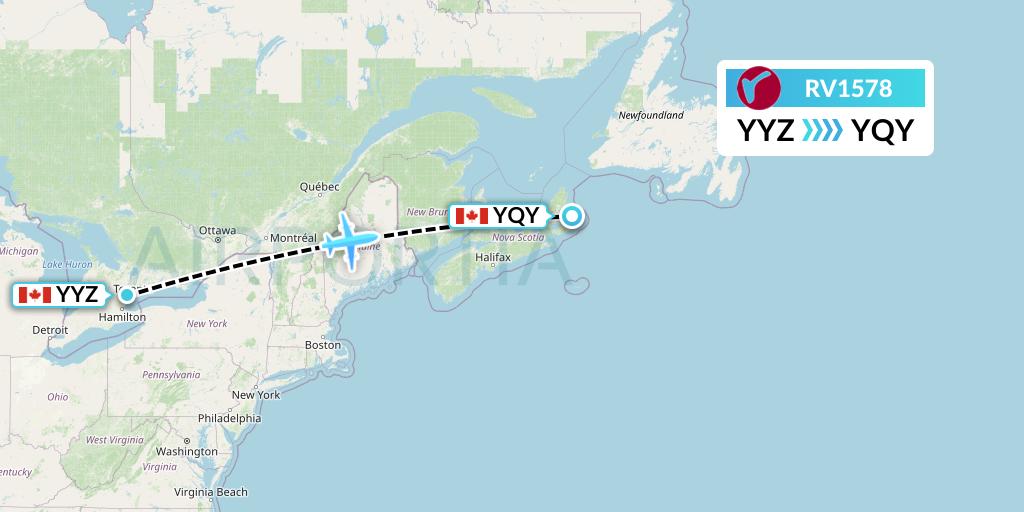 RV1578 Air Canada Rouge Flight Map: Toronto to Sydney