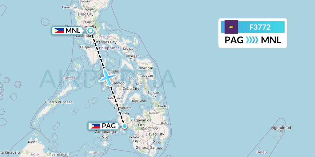 F3772 flydeal Flight Map: Pagadian to Manila