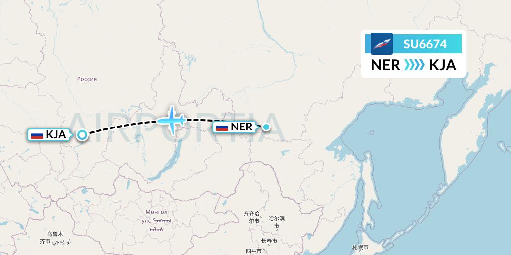 SU6674 Aeroflot Flight Map: Chulman to Krasnoyarsk