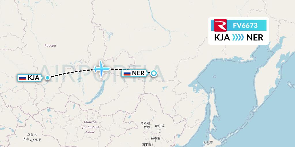 FV6673 Rossiya Flight Map: Krasnoyarsk to Chulman