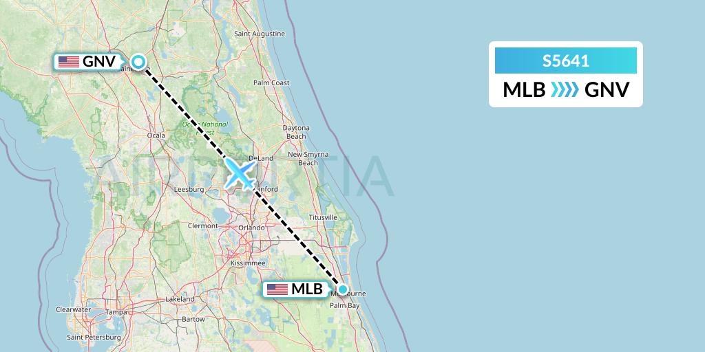 S5641 Star Air Flight Map: Melbourne to Gainesville