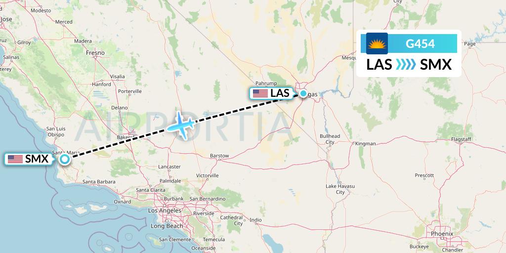 G454 Allegiant Air Flight Map: Las Vegas to Santa Maria