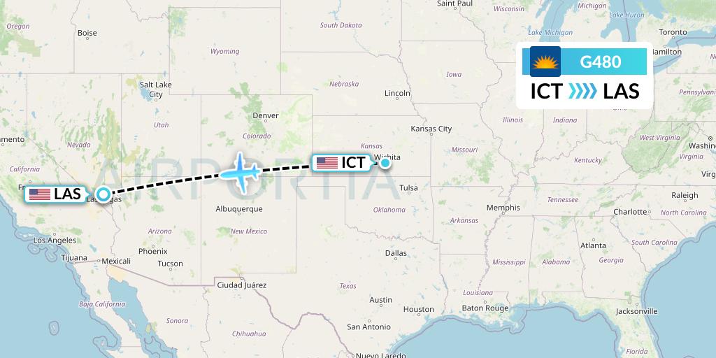 G480 Allegiant Air Flight Map: Wichita to Las Vegas