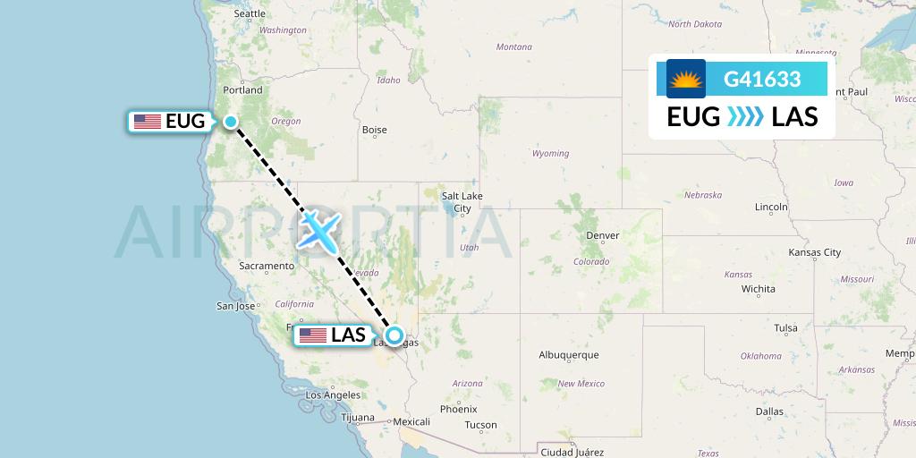 G41633 Allegiant Air Flight Map: Eugene to Las Vegas