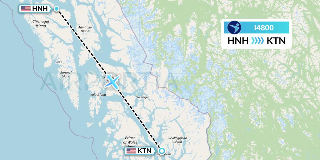 I4800 Island Air Express Flight Map: Hoonah to Ketchikan