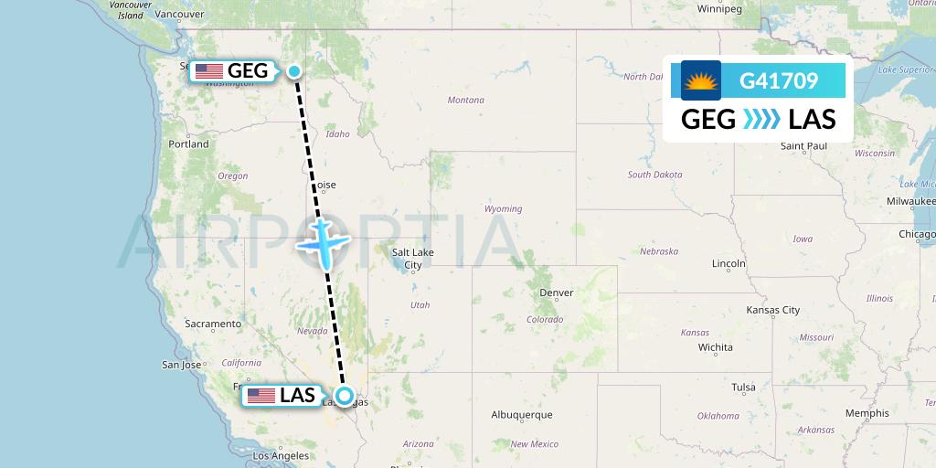 G41709 Allegiant Air Flight Map: Spokane to Las Vegas