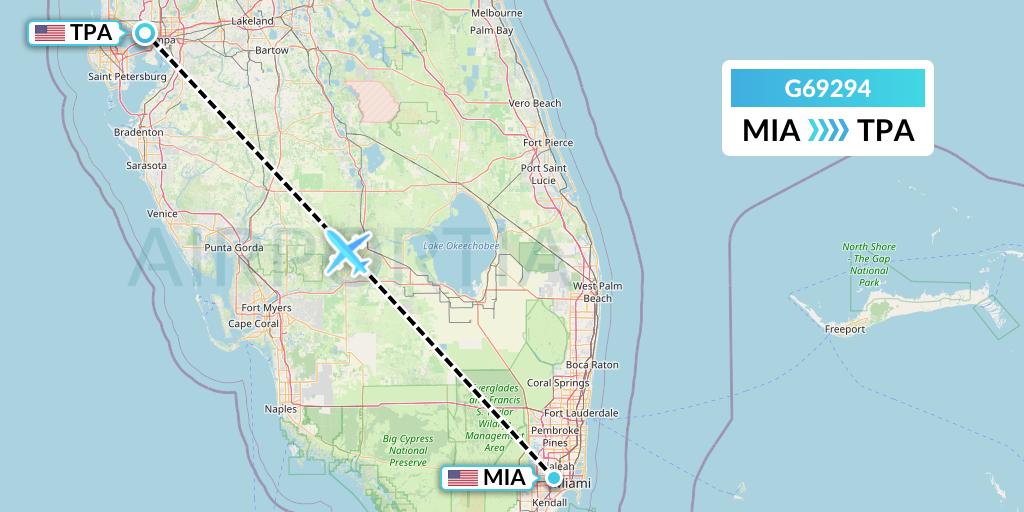 G69294 Fly Arna Flight Map: Miami to Tampa