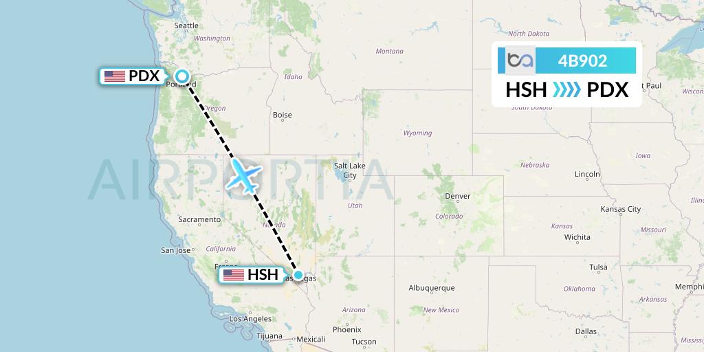 4B902 Boutique Air Flight Map: Las Vegas to Portland