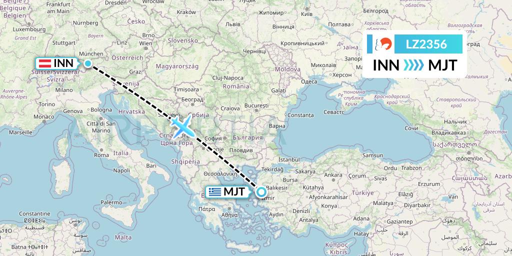 LZ2356 Air Link Flight Map: Innsbruck to Mytilene