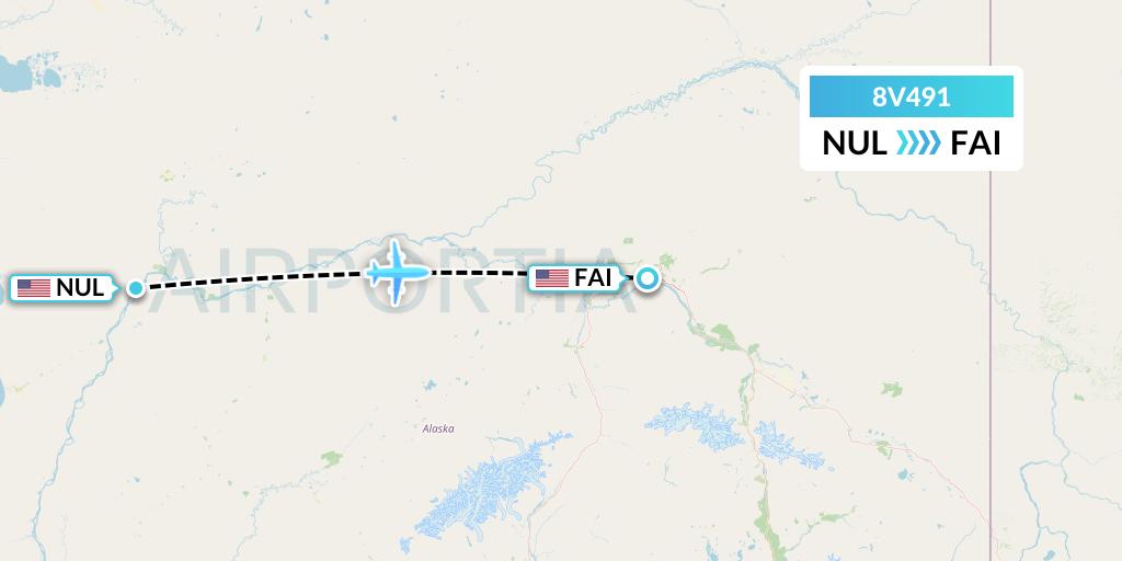 8V491 Wright Air Service Flight Map: Nulato to Fairbanks