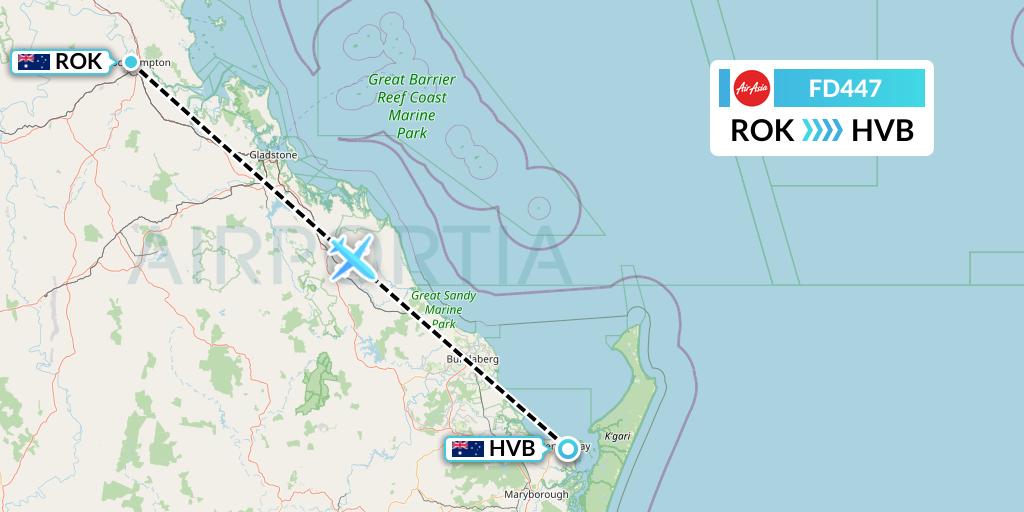FD447 Thai AirAsia Flight Map: Rockhampton to Hervey Bay