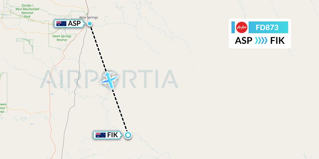 FD873 Thai AirAsia Flight Map: Alice Springs to Finke