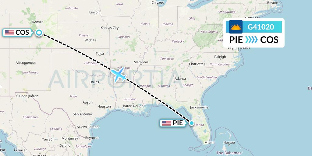 G41020 Allegiant Air Flight Map: St. Petersburg to Colorado Springs