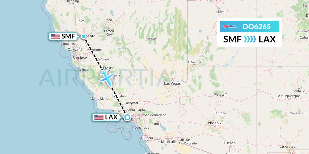 OO6265 SkyWest Airlines Flight Map: Sacramento to Los Angeles