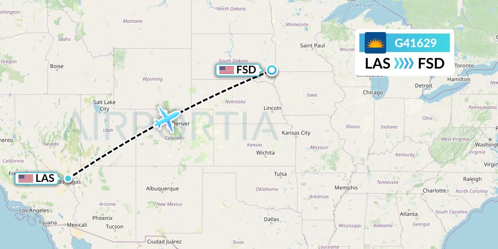 G41629 Allegiant Air Flight Map: Las Vegas to Sioux Falls