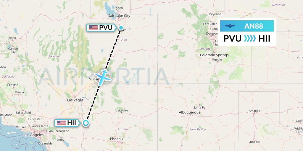 AN88 Advanced Air Flight Map: Provo to Lake Havasu City