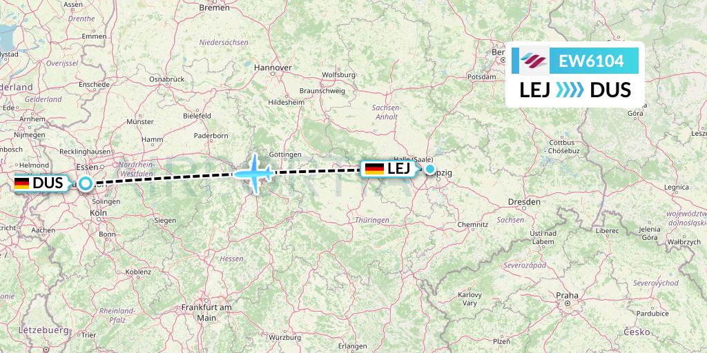 EW6104 Eurowings Flight Map: Leipzig to Dusseldorf
