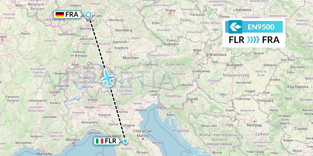 EN9500 Air Dolomiti Flight Map: Florence to Frankfurt