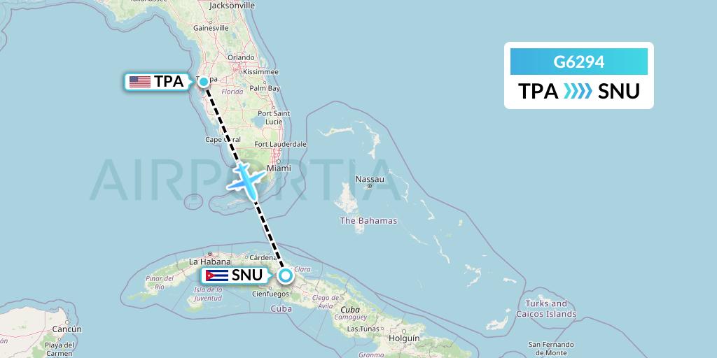 G6294 Fly Arna Flight Map: Tampa to Santa Clara