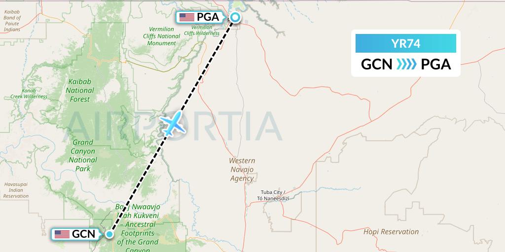 YR74 Scenic Airlines Flight Map: Grand Canyon to Page