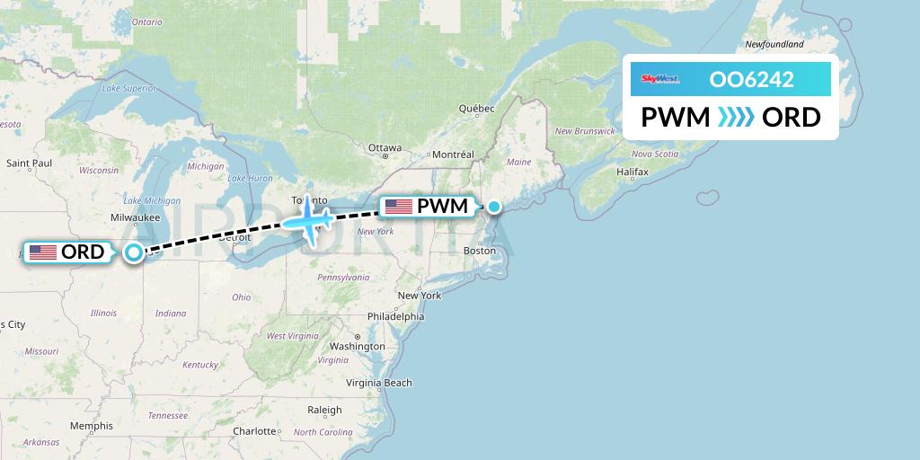 OO6242 SkyWest Airlines Flight Map: Portland to Chicago