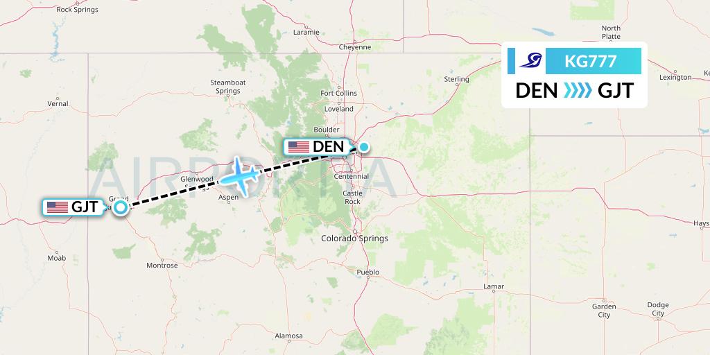 KG777 Key Lime Air Flight Map: Denver to Grand Junction