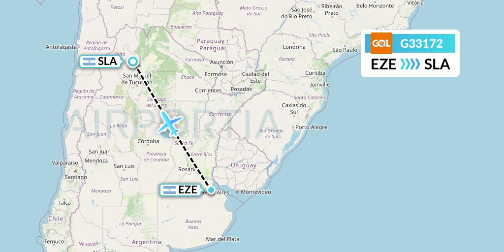 G33172 GOL Transportes Aeros Flight Map: Buenos Aires to Salta