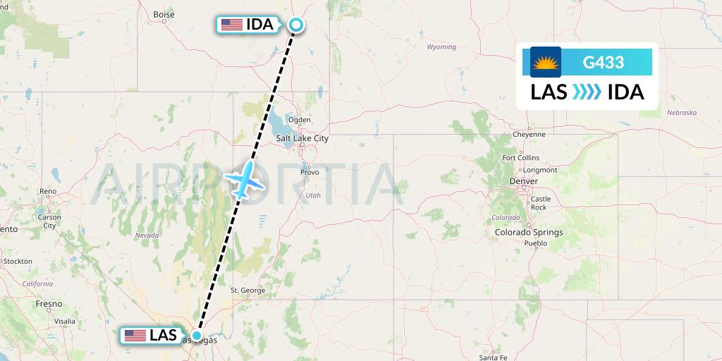 G433 Allegiant Air Flight Map: Las Vegas to Idaho Falls