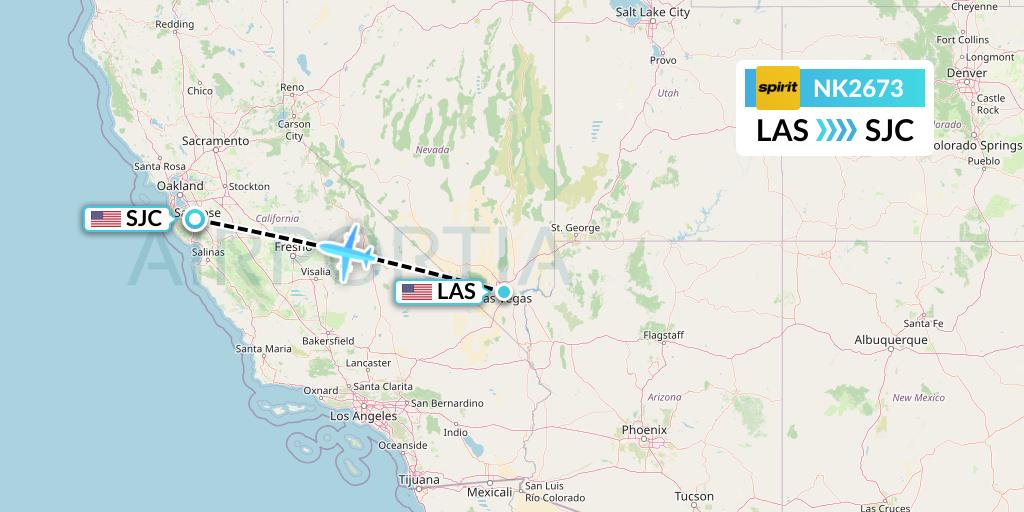 NK2673 Spirit Airlines Flight Map: Las Vegas to San Jose